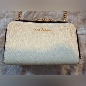 Marc Jacobs Cream Leather Clutch with Gold Chain